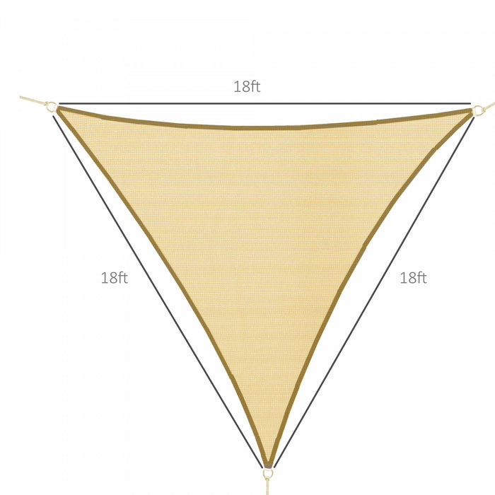 Outsunny Triangle 18’ Canopy Sun Sail Shade Garden Cover Uv Protector Outdoor Patio Lawn Shelter With Carrying Bag Beige