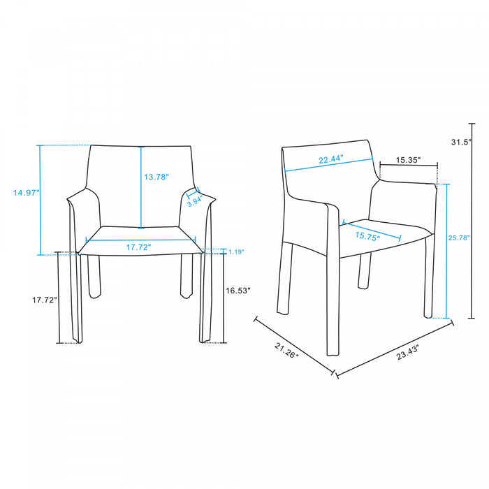 Vogue Modern Vegan Leather Dining Chair in Gray - Set of 2