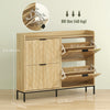 HOMCOM Slim Shoe Cabinet, Shoe Storage Cabinet for Entryway, Hallway, Oak