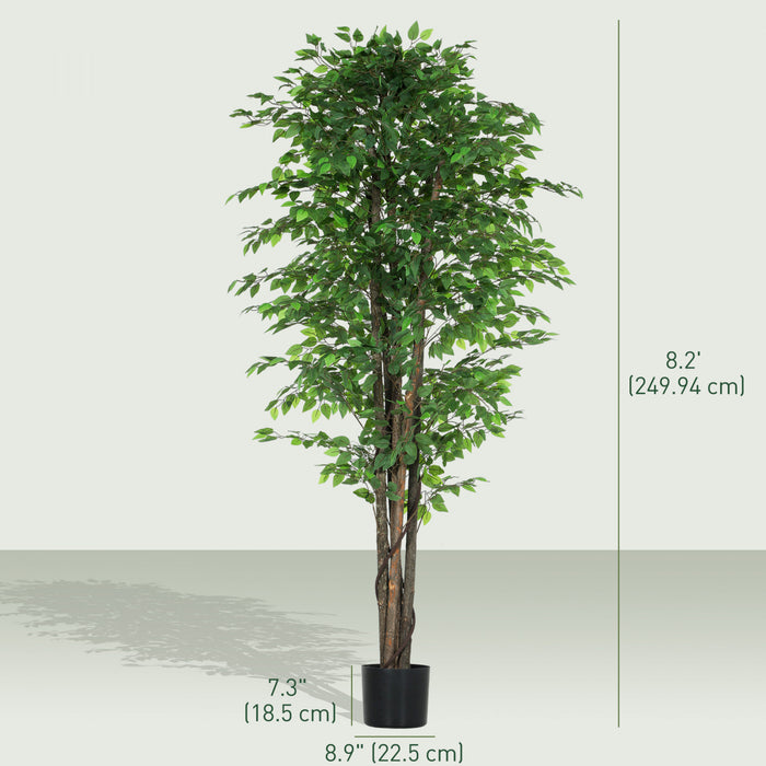 HOMCOM 8ft Tall Artificial Tree, Silk Ficus Tree for Home Office Decor