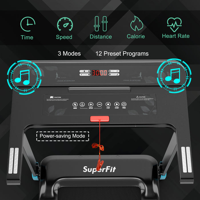 Costway Folding Electric Treadmill Compact Walking Running Machine W/app Control Speaker