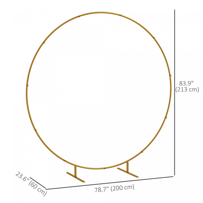 Outsunny 6.6ft Gold Wedding Arch Round Backdrop Stand For Birthday Party
