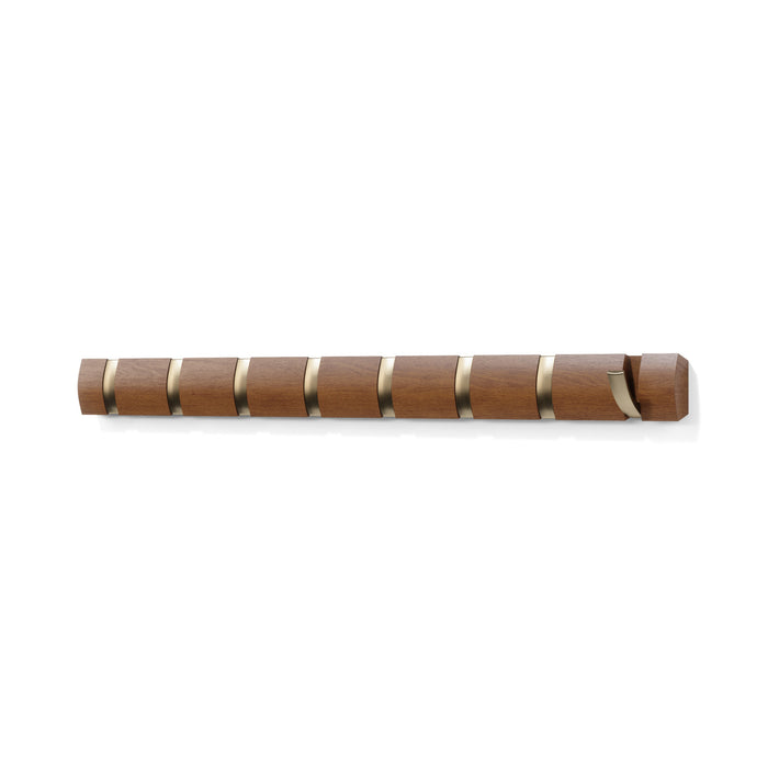 Umbra Flip Wall-Mounted Hooks - Light Walnut and Gold