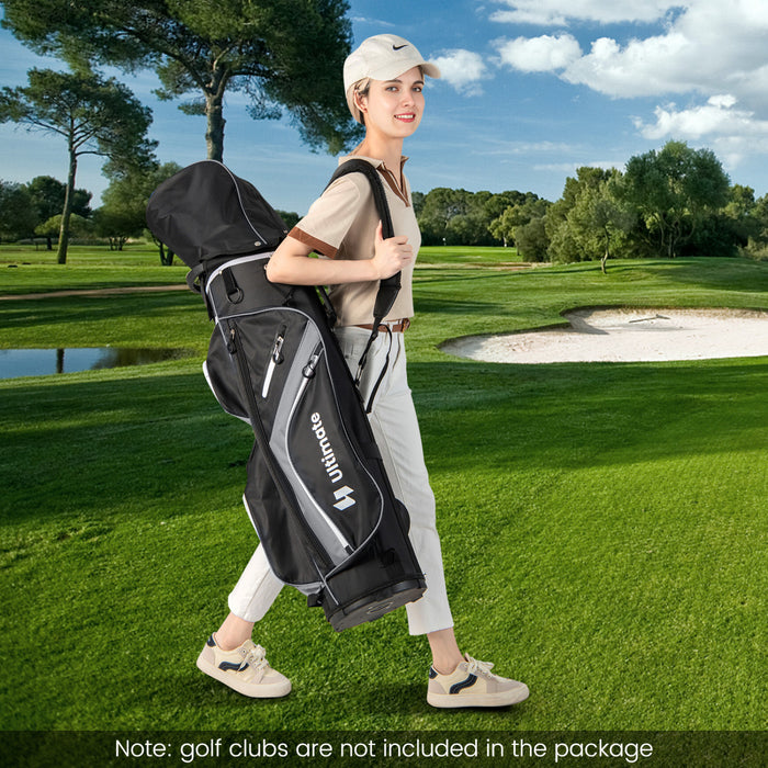 Costway Lightweight Golf Cart Bag With 14 Way Top Dividers 9 Pockets Rain Hood Cooler Bag