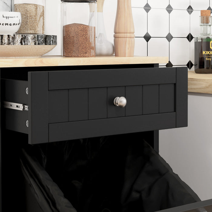 HOMCOM Tilt Out Trash Cabinet, Hidden Garbage Bin Cabinet with Drawer