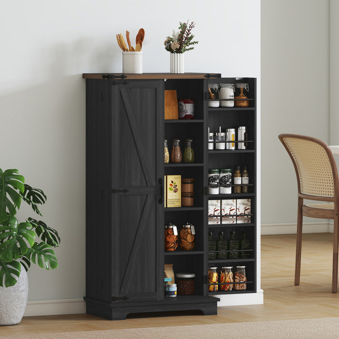 HOMCOM Kitchen Pantry Cabinet with Adjustable Shelves Storage Cabinet Black