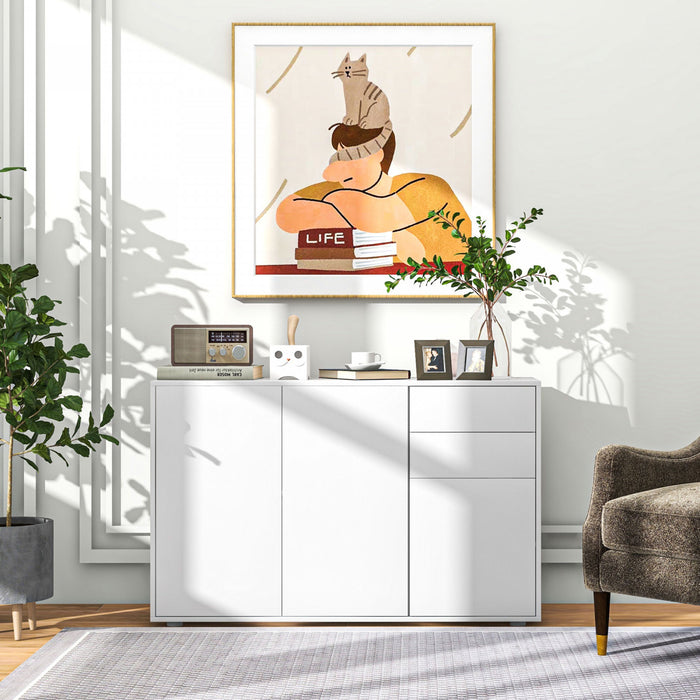 HOMCOM Kitchen Sideboard with Push-Open Drawers and Storage Cabinets