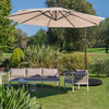 Costway 10FT Cantilever Solar Powered 32LED Lighted Patio Offset Umbrella Outdoor Beige