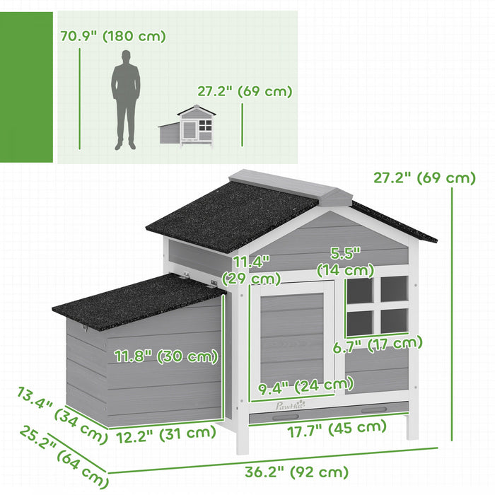 PawHut Wooden Chicken Coop Outdoor, Hen House Outdoor Backyard Poultry Cage with Nesting Box, Pull-out Metal Tray, for 1-2 Chickens, 36\" x 25\" x 27\"
