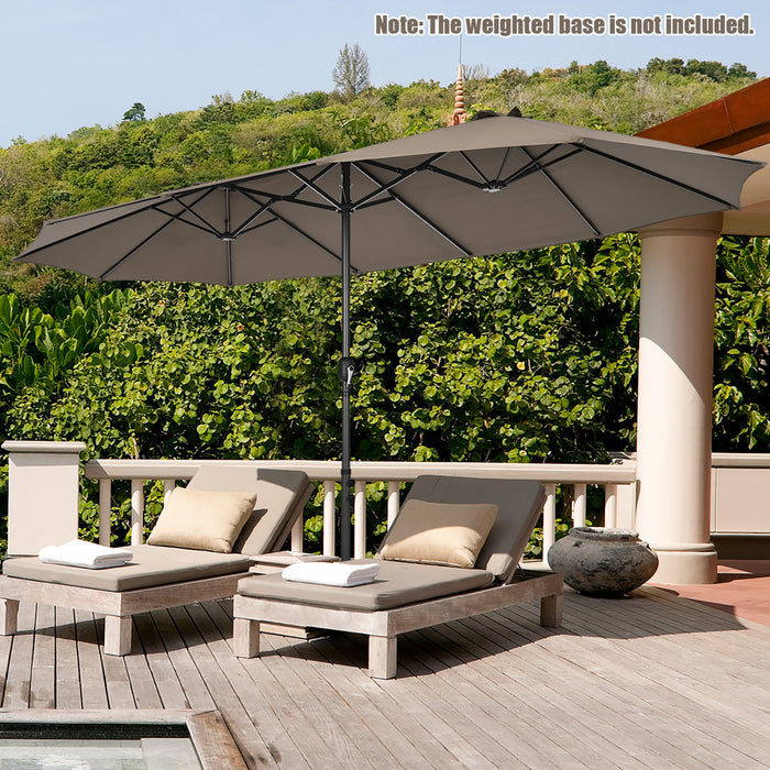 Costway 15FT Patio Double-Sided Umbrella Crank Outdoor Garden Market Sun Shade Coffee