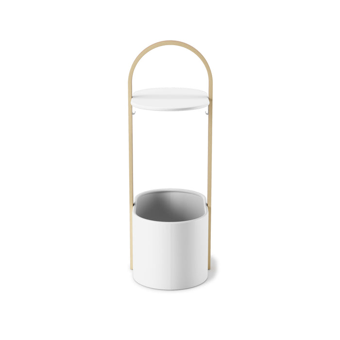 Umbra Modern Steel Bellwood Storage End Table - White and Natural
