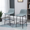 HOMCOM Bar Stools Set of 2, Microfiber Cloth Upholstered Bar Chairs