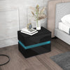 HOMCOM LED Nightstand Bedside Table with Drawers LED Light Black