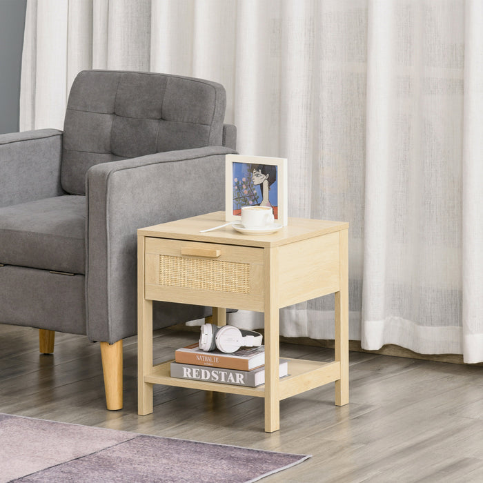HOMCOM Nightstand Bedside Table End Table Storage Organizer W/ Drawer Shelf