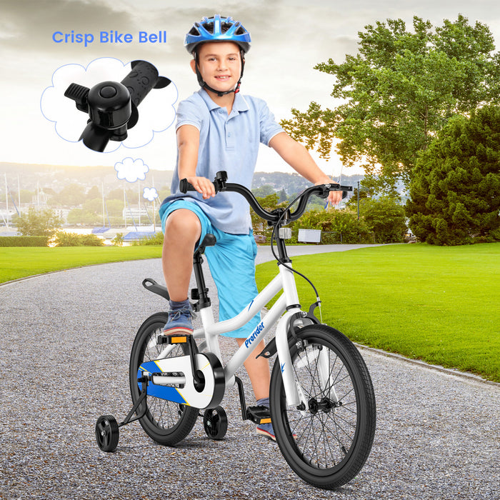 Costway 18\" Kid's Bike With Removable Training Wheels & Basket For 4-8 Years Old White