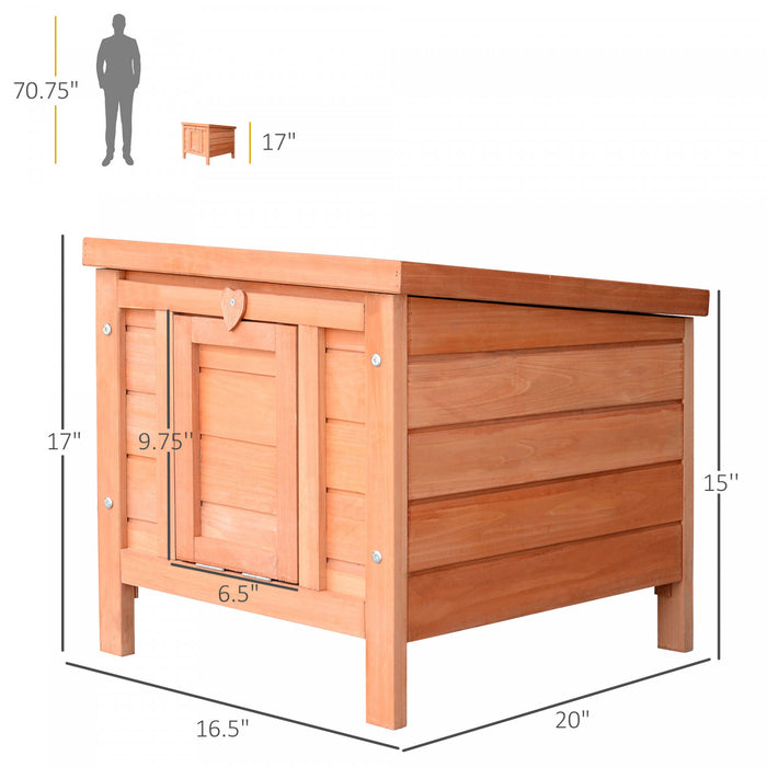 Pawhut 20\"x16.5\"x17\" Wooden Rabbit Hutch Small Animal House Bunny Guinea Pig Pet Cage Coop Cat Shelter Orange