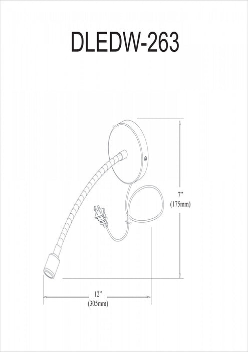 Dainolite Wynne LED Wall Sconce 3w Silver Finish Lamp