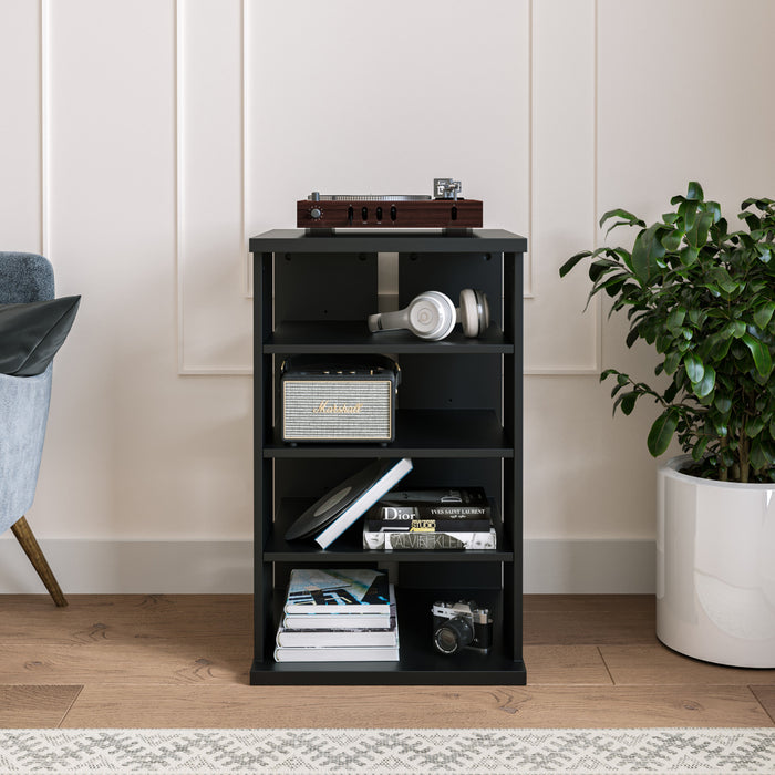 Nordika Jasper 4-Shelf Audio Tower Bookcase - Black