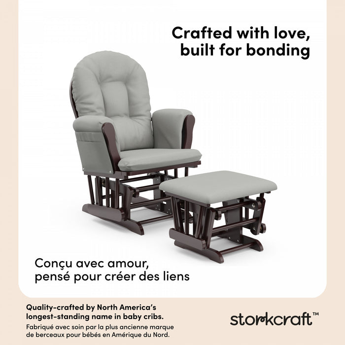 Storkcraft Hoop Glider and Ottoman - Espresso/Light Gray