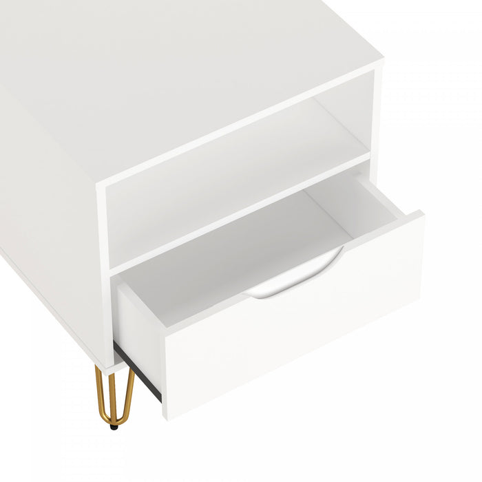 Avira Mid-Century Modern 20\" Nightstand in White (1-Drawer)