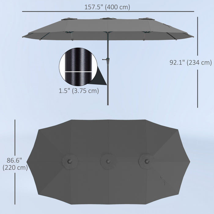 Outsunny 13ft Double-Sided Patio Umbrella, Outdoor Parasol w/ Crank Handle