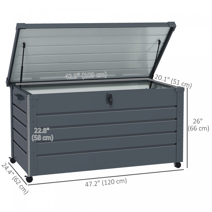 Outsunny Garden Storage Box, Deck Box with Lock for Tools, Cushions Grey