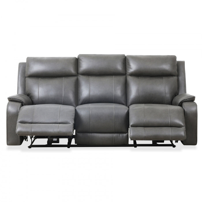 Marlow 84 in. Leather Match Power Reclining Sofa with USB/USB-C - Charcoal