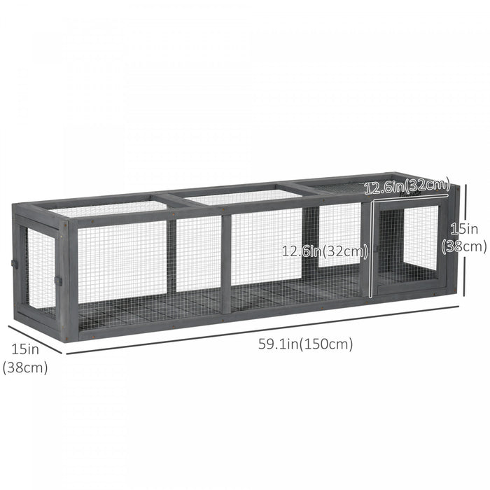 Pawhut 59\" Long Cat Tunnel, Cat Shelter L- Shape With Extendable Design, Cat Enclosure For Indoor/outdoor Use With Weather Protection, Removable Door, Lead Grey