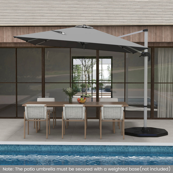 Costway 10 FT Patio Cantilever Umbrella Outdoor Aluminum Hanging Offset Umbrella w/ 360° Rotation Grey