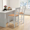 HOMCOM Counter Height Bar Stools Set of 2 with Cross Back and Footrest