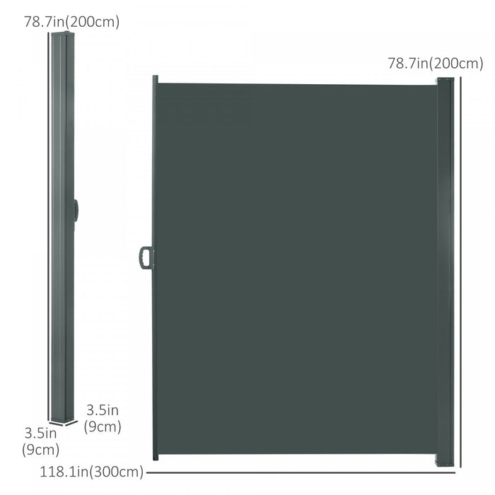 Outsunny 118\" X 79\" Retractable Side Awning Patio Outdoor Folding Privacy Screen With Resistance To Uv Rays & Wind, Grey