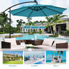 Costway 10 Ft Patio Solar LED Offset Umbrella 40 Lights Crank Base Turquoise