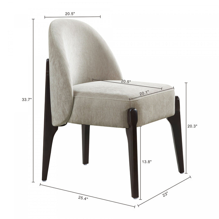 Oslo Contemporary Modern Chenille Wood Side Chair in Taupe - Set of 2
