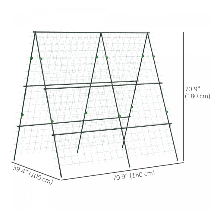 Outsunny Metal Tomato Cage With Net For Climbing Plants Vegetables, Green