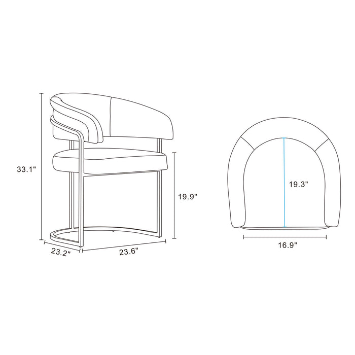 Augusta Modern Metal Vegan Leather Dining Chair in Light Gray - Set of 4