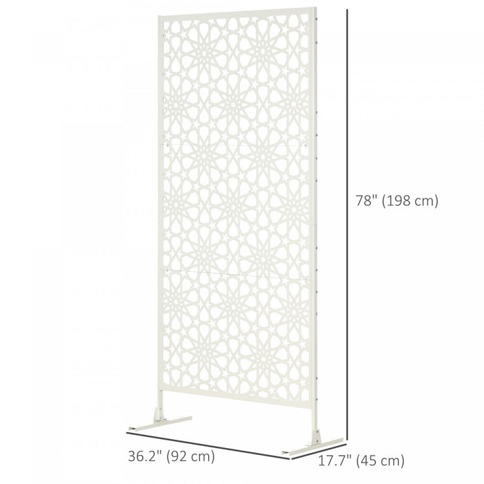 Outsunny Metal Outdoor Privacy Screen, Outdoor Divider with Stand, White