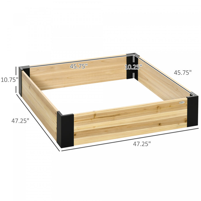 Outsunny 47\" X 47\" Raised Garden Bed With Metal Corner Bracket, Easy To Install Planter Box For Growing Vegetables, Flowers, Fruits, Herbs, And Succulents