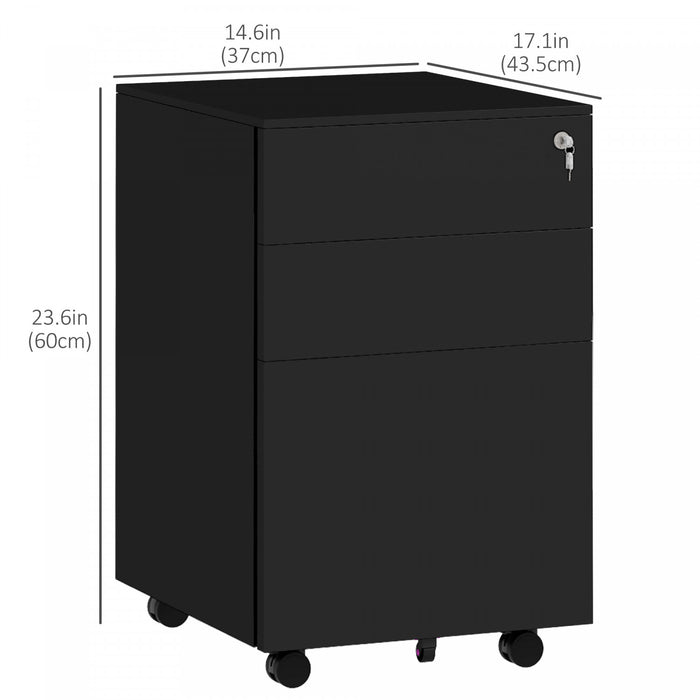 Vinsetto 3-drawer Vertical Filing Cabinet For Letter A4 Legal Size