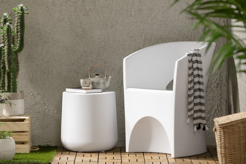 Dalya Round Outdoor Side Table White - South Shore Coffee Table