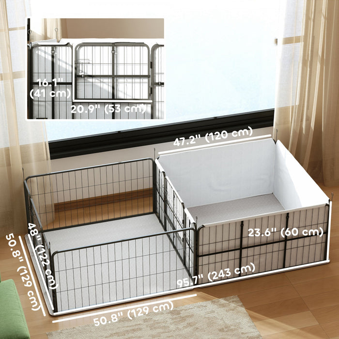 Pawhut Whelping Box For Dogs And Puppies, 96\" X 48\" X 23.5\", Puppy Playpen With 600d Windproof Oxford Fabric Cloth, Washable Pee Pad, Pet Playpen With Door, For Medium & Large Dogs