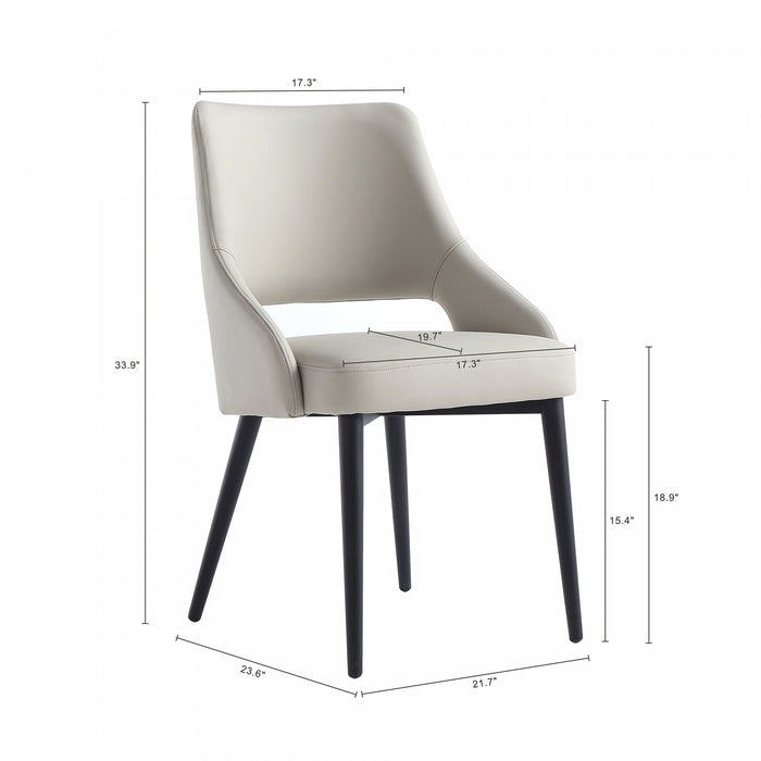 Tremont Modern Vegan Leather Metal Dining Chair in Stone Gray - Set of 2