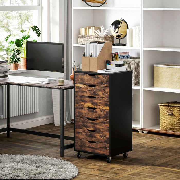 Vinsetto Mobile Filing Cabinet with Drawers File Cabinet, Rustic Brown