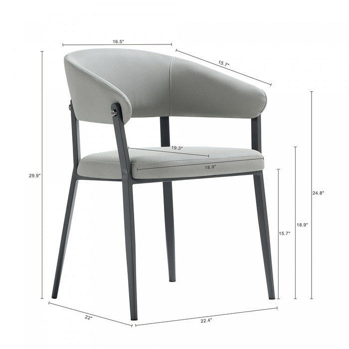 Belle Modern Metal Upholstered Dining Chair in Stone Gray - Set of 4