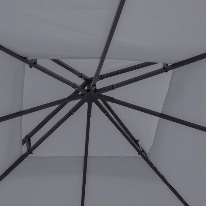 Outsunny 9.8' X 9.8' Square 2-tier Gazebo Canopy Replacement Top Cover Outdoor Garden Sun Shade, Dark Grey