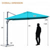 Costway 10x10 ft Patio Offset Cantilever Umbrella Aluminum 360° Rotation Tilt Turquoise