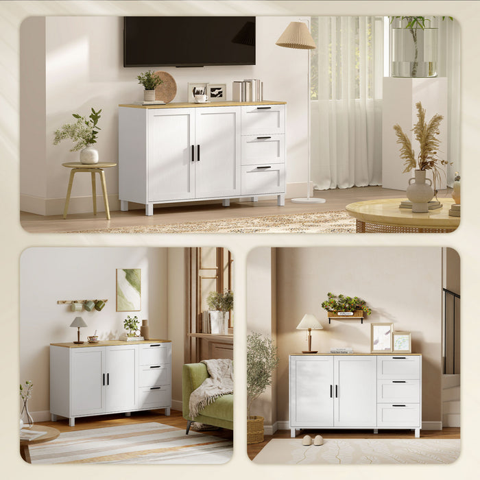HOMCOM 47\" Buffet Cabinet with Soft-Close Doors, Modern Sideboard, White
