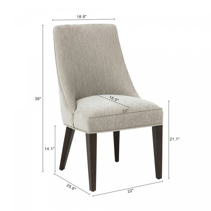 Beever Modern Wood Chenille Dining Chair in Taupe - Set of 2