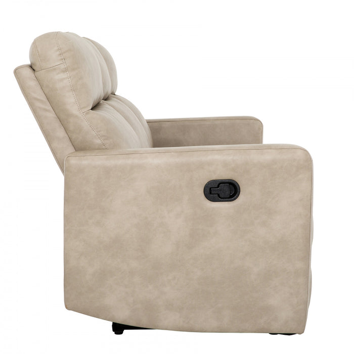 Denton 81 in. Faux Leather Manual Reclining Sofa - Taupe