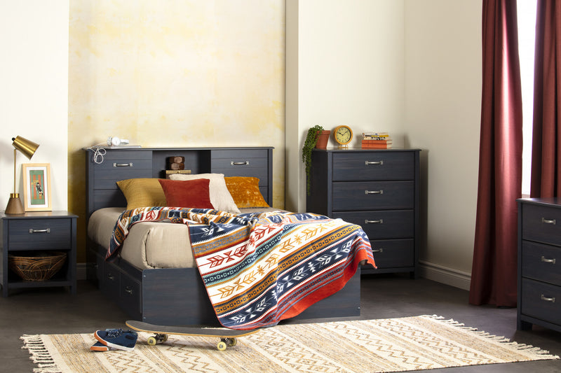 Ulysses Full Bed And Bookcase Headboard Set - Blueberry 