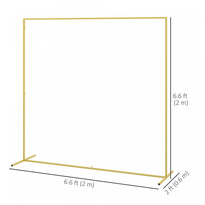 Outsunny 6.6ft X 6.6ft Gold Wedding Arch Backdrop Stand For Birthday Party
